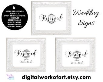 Reserved Wedding Sign Printable, Reserved Table Printable, Reserved Seats Printable, Wedding Sign Printable, Reserved for the Bride Groom