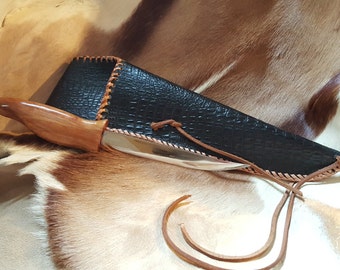 File Knife - Hand Forged Knife - Leather Sheath - Ergonomic Wood Handle - Cherry Wood Handle