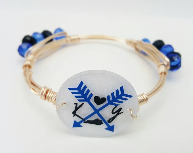 University of Kentucky wire bangle bracelet, Bourbon and Bowties Inspired