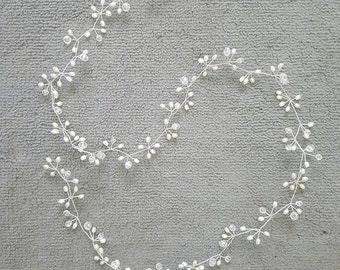 long hair vine / pearl and crystal hair vine/ bridal hair vine / wedding hair vine/ full hair vine/
