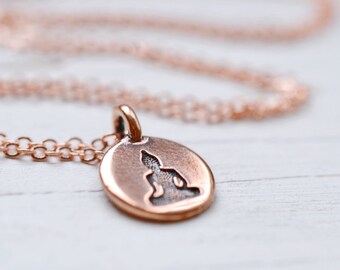 Copper Buddha Necklace, Meditation Drishti Jewelry, Buddha Charm Buddhism Yoga Spiritual Jewelry, Bright Copper Chain, Be Here Now