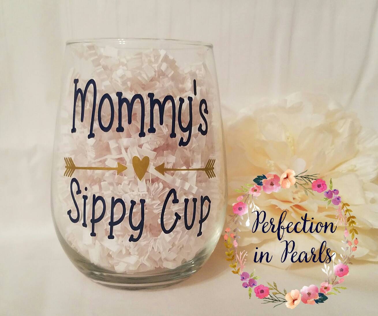 Mommys Sippy Cup Personalized Stemless Wine Glass 1997