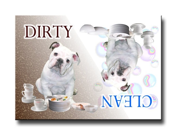 English Bulldog Clean Dirty Dishwasher Magnet No 3