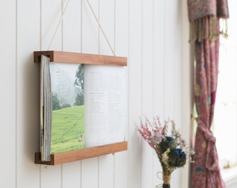Book Frame, Dark Wood, Reclaimed Wood, Wall Art, Wall Hanging, Recipe Book Holder, Shelf, Book, Photo Frame, Photo Album, Frame, Hardwood