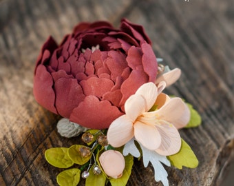 peony hairclip, peony brooch, peony headband, groomsman peony, bride peony, flower accessory, bridesmaid peony, flower headband, bridal