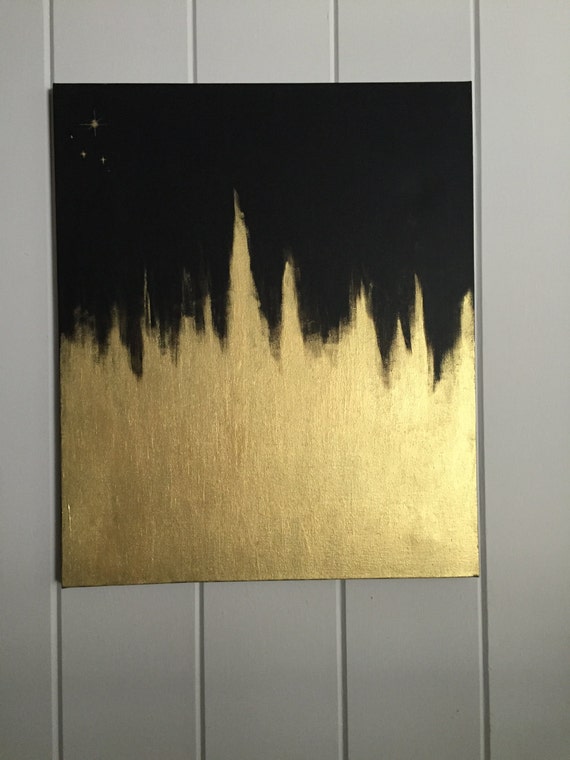 Items similar to Black & Gold Abstract Acrylic Painting on Etsy