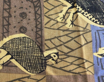 Mid-century fabric dress fabric abstract birds and insects // by the yard Retro material