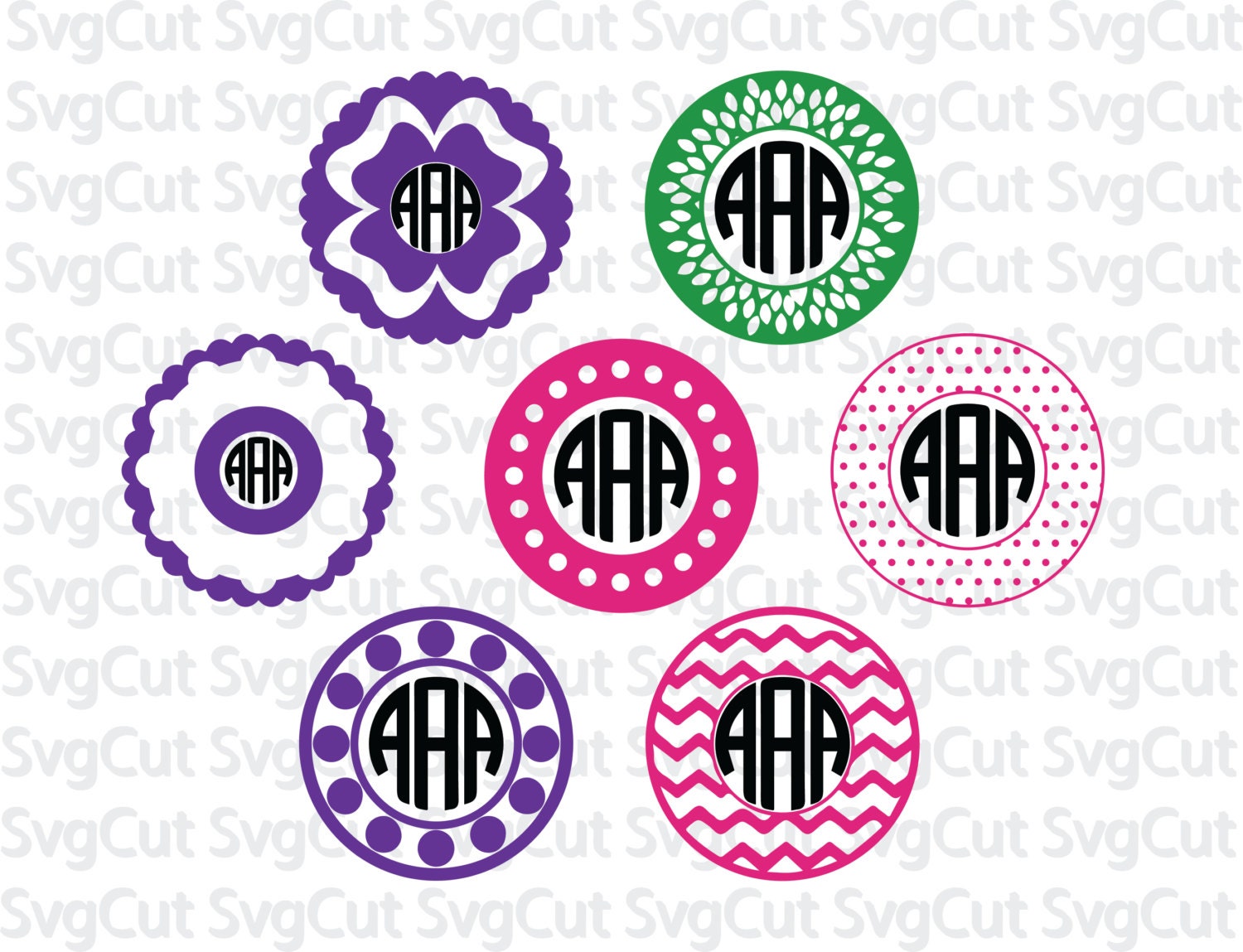 Download 15 Monogram frames Circle frames SVG circle monogram