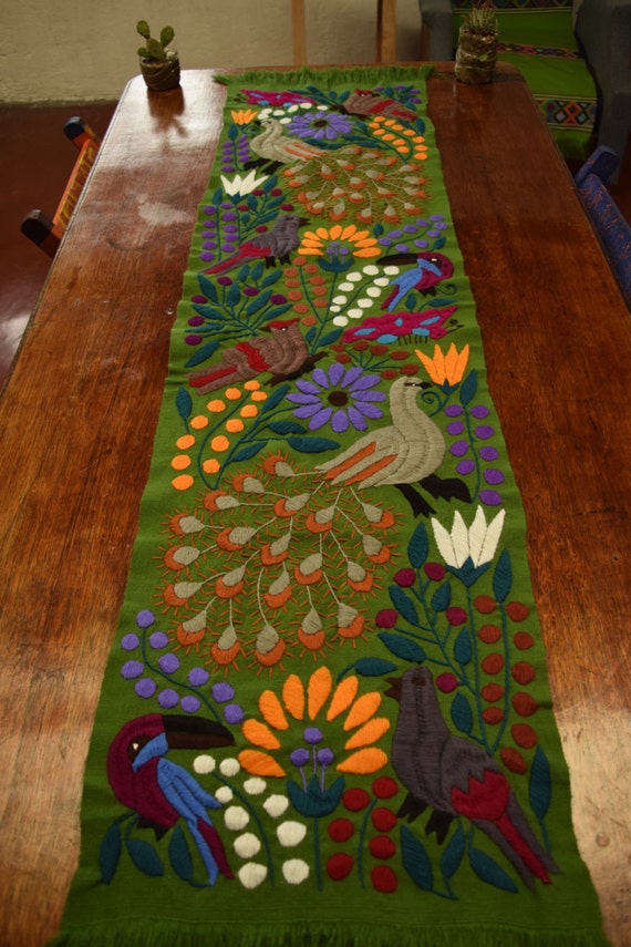 Hand Embroidery Mexican Table Runners from Chiapas l Handwoven