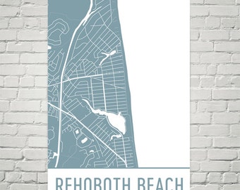 Rehoboth Beach Map, Rehoboth Art, Rehoboth Print, Rehoboth Beach DE Poster, Rehoboth Beach Wall Art, Map of Rehoboth, Rehoboth Map Art Gift