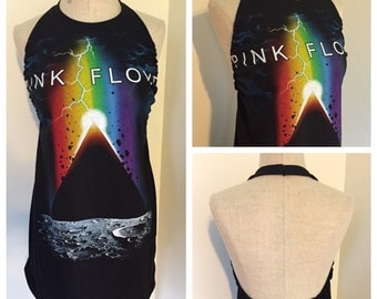 Pink Floyd, vintage Pink Floyd t shirt, concert t shirt, rock n roll t shirt, t shirt halter, repurposed t shirt, reconstructed t shirt, upc