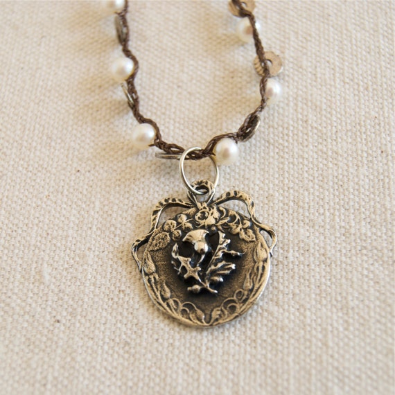 Long Pearl Layering Necklace White Bronze Jewelry Thistle