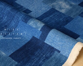 Japanese Fabric - patches canvas - bright blue - 50cm