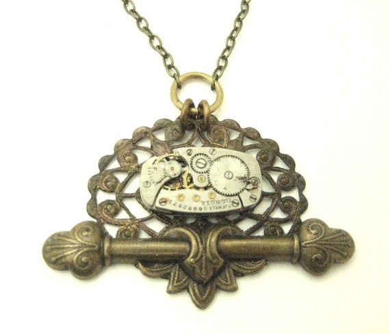 Steam Bar ... Steampunk Watch Movement Victorian One of a Kind Pendant by JewelsByNature steampunk buy now online