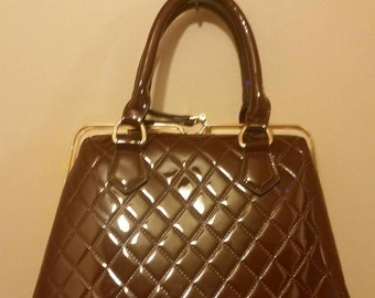 brown quilted purse