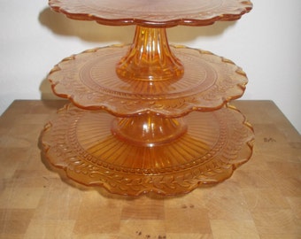 Amber Glass Cake stands 3 sizes