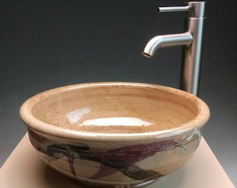 Handmade Pottery 13" x 5" Vessel Sink, Designed for your Bathroom Remodeling- Made to Order