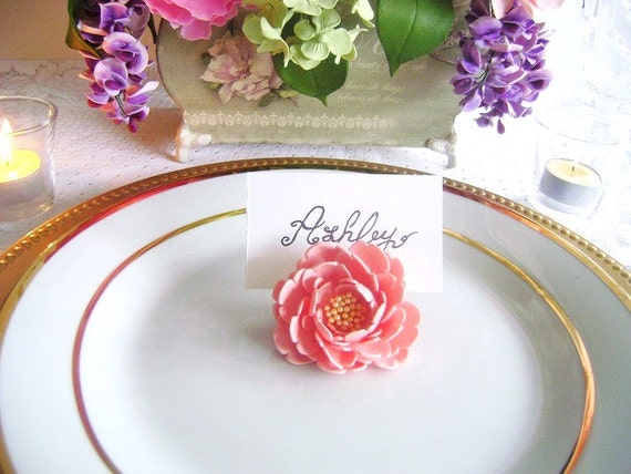wedding peony place card holder flower esort card holder