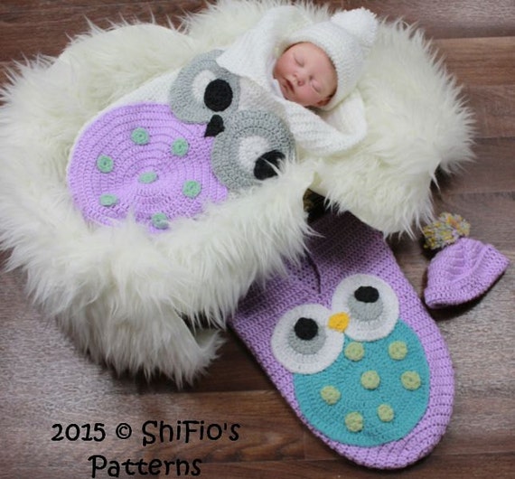 CROCHET PATTERN For Owl Baby Cocoon, Papoose & Hat in 3 Sizes U.K, U.S ...