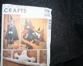 Vintage New Uncut McCall's 8330 Halloween Crafts Sewing Pattern, Ghost Dustbuster, Witches, Broomstick, Witches Clothes, SEWBUSY12