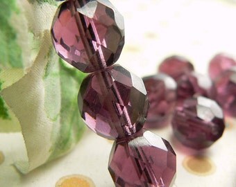 Amethyst Czech Glass Round Beads Purple 10mm Firepolished (35)