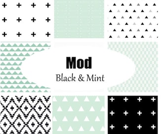 Custom Crib Bedding-3 piece-Mod Black & Mint