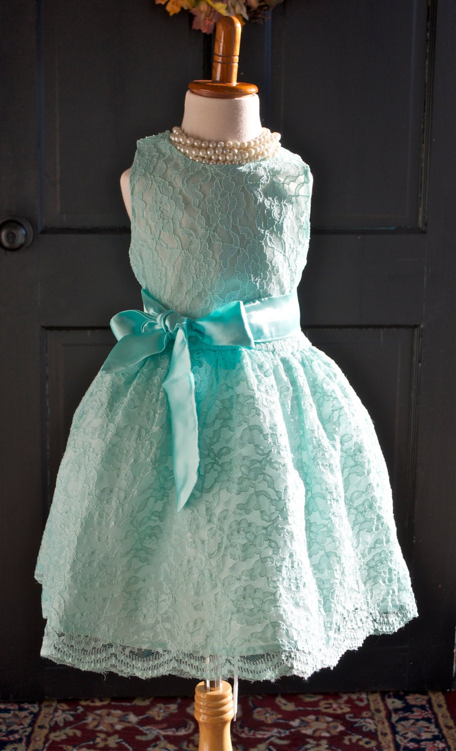 Aqua Mint Lace Flower Girl Dress Mint Lace dress mint