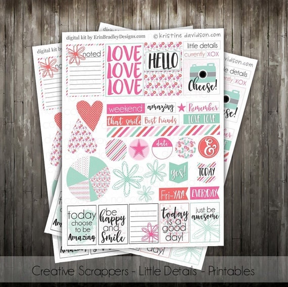 Little Details Printables - Planner Sticker Scrapbook Sheet PDF digital file