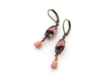 Purple Earrings - Plum Earrings - Vintage Inspired Jewelry - Pink and purple - Prune Earrings (SD1130)