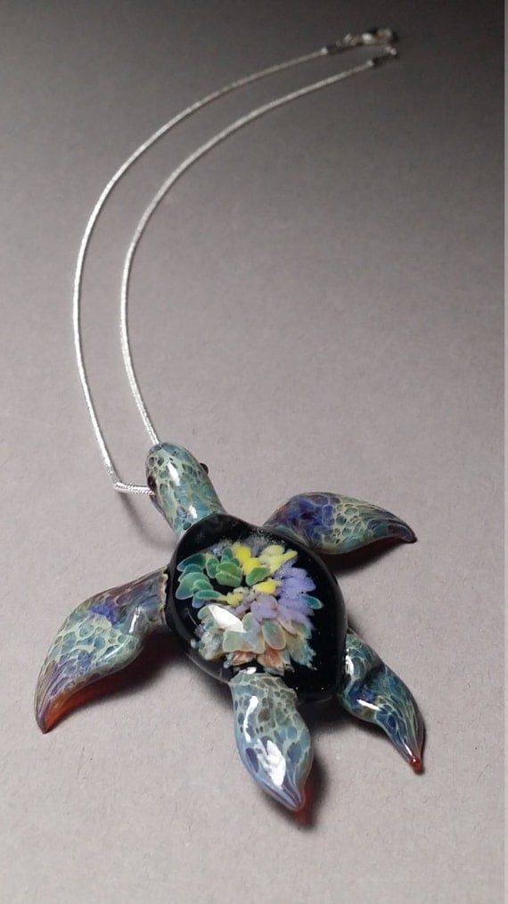 Rainbow Sea Turtle Pendant by Glassnfire on Etsy