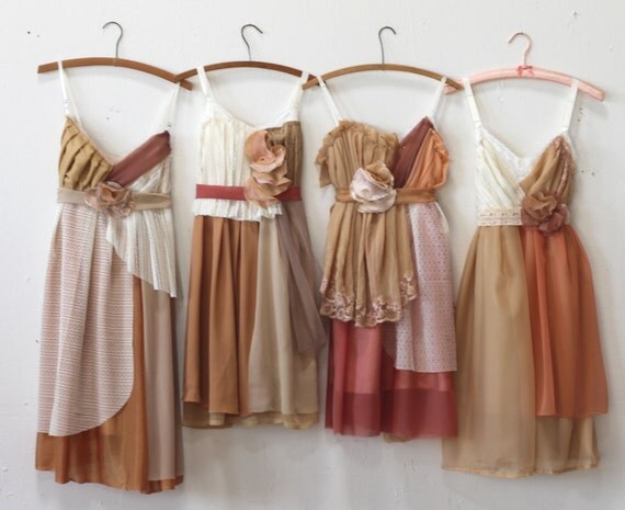Custom Autumnal Brown & Earthtone Bridesmaids Dresses