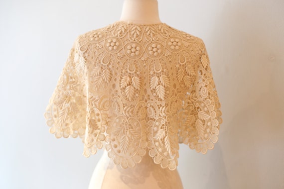 Vintage Edwardian Lace Bridal Cape Vintage 1910s Ivory Lace