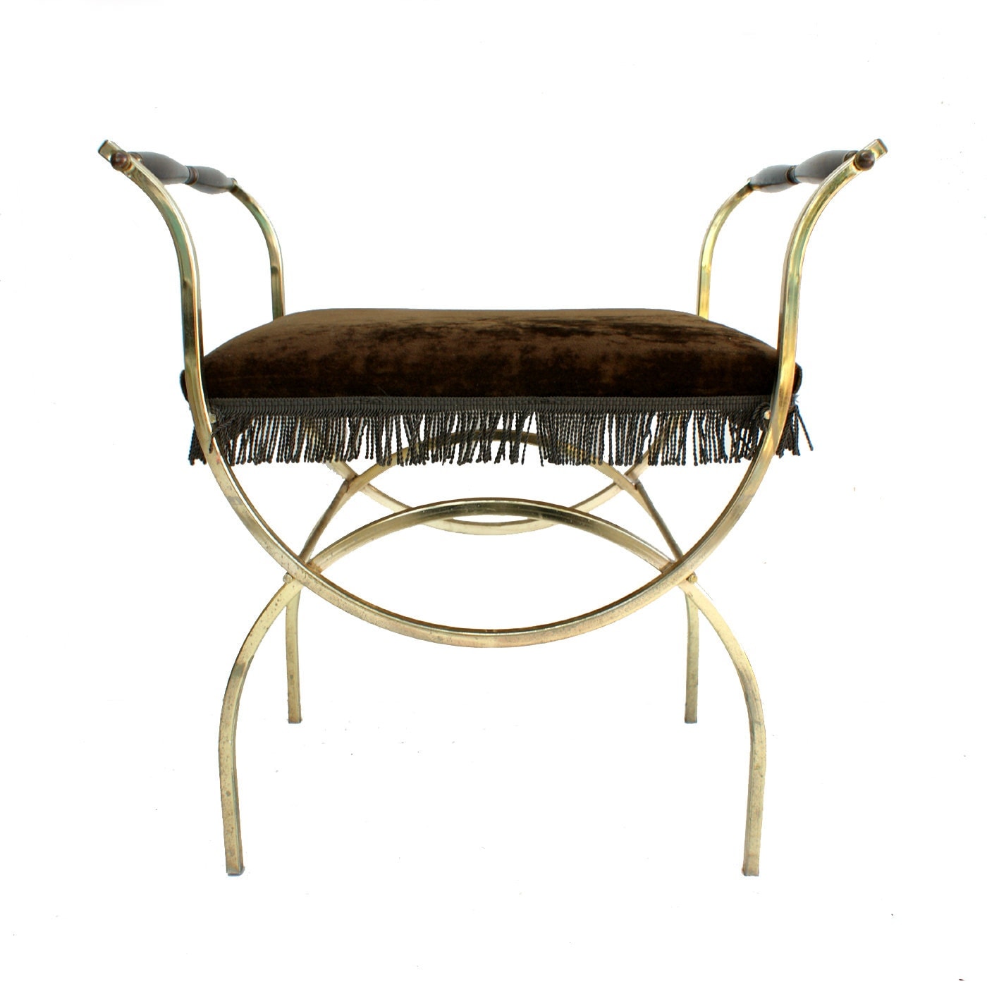 Vintage Regency Brass Vanity Stool Haute Juice