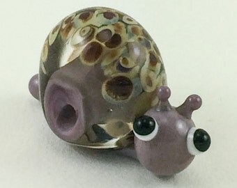 Little Purple Snail Lampworked Glass Figurine Bead