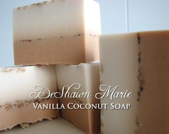 SALE SOAP- Vanilla Coconut Soap, Vegan Soap, Vanilla Soap, Tropical Soap, Soap Gift, Soap Favors, Wedding Favors, Christmas Gift