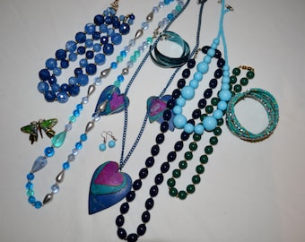 Blue and Aqua Hues Jewelry Collection......Ten PIeces