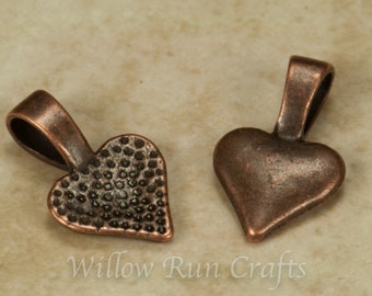 50 Antique Copper Heart Bails Small Bails (07-06-320)