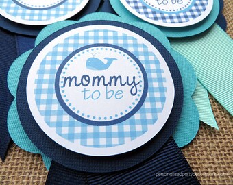 Nautical Whale Baby Shower Decorations, Nautical Whale Baby Shower Mom TO BE PIN, Boy Girl Baby Shower Decoration - You choose the colors