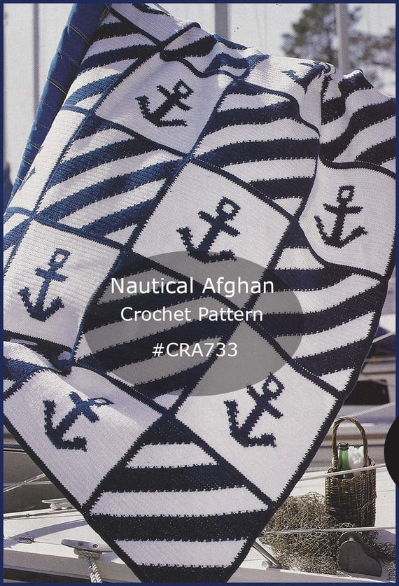 Nautical Anchor Afghan Crochet Pattern Intarsia Technique