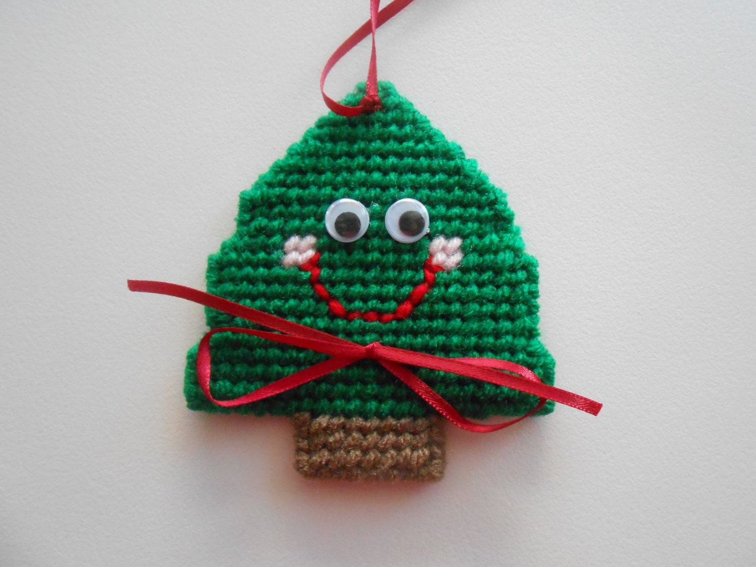 Plastic Canvas Christmas Happy Tree Ornament