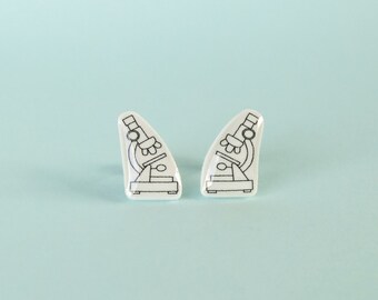 Microscope Earrings Red or Black Anatomy Jewellery Medical Jewelry Science Biology