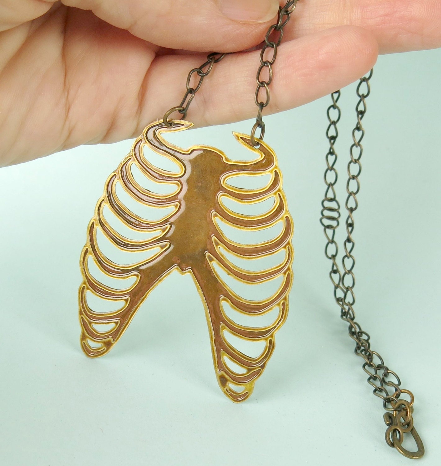 Ribs Brass Necklace Skeleton Anatomy Jewellery Anatomical