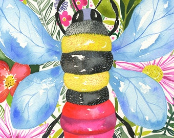 Jelly Bee... original watercolor... 9 in x 12 in...