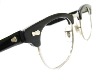 Vintage Mens G-Man Horn Rimmed Black Eyeglasses or Sunglasses Frame (SRO)