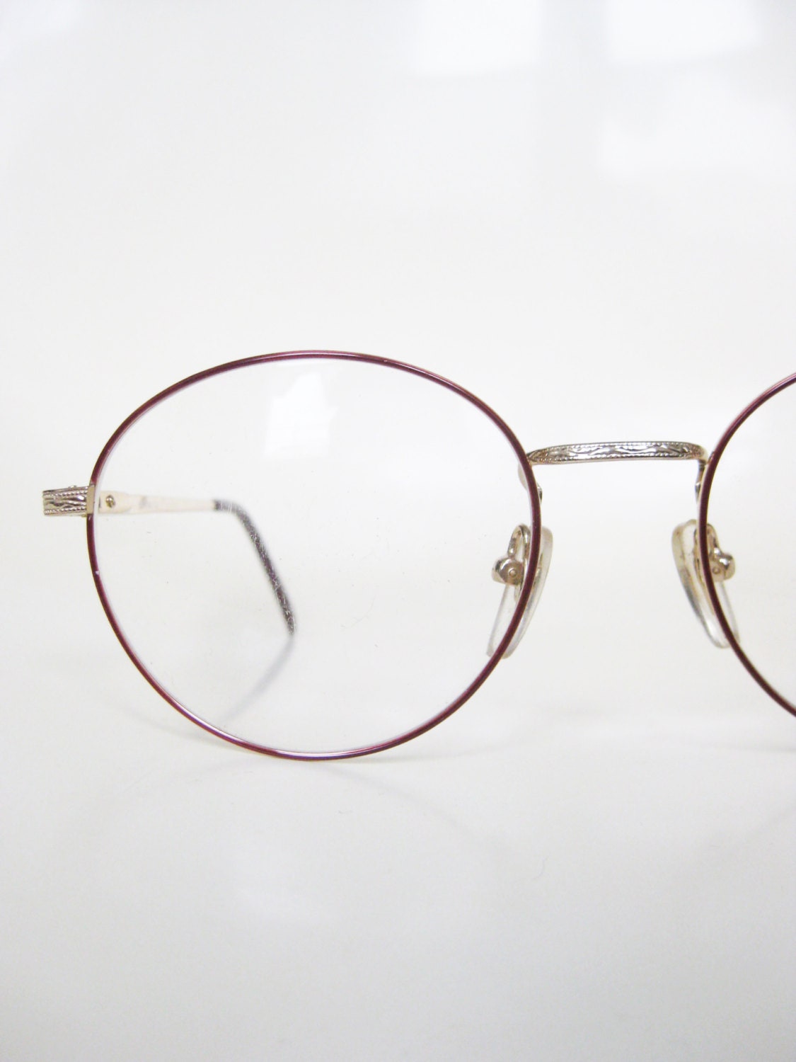 Round Wire Rim Eyeglasses 1980s Womens Vintage Glasses Geek 