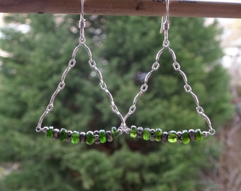 Genuine Rare Chrome Diopside Fine Silver Gemstone Earrings
