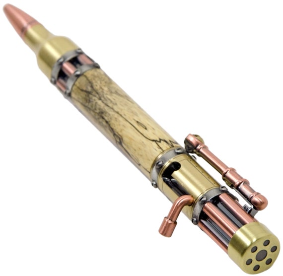 Steampunk Bolt Action Pen with Spalted Tamarind Wood, Free Shipping in the US by penlounge steampunk buy now online