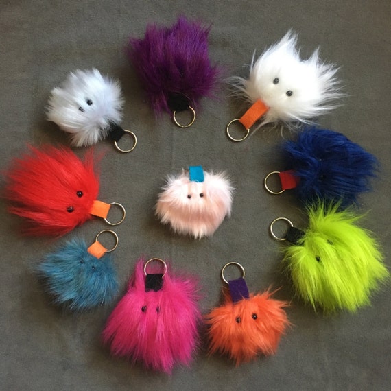 pom keychain pom eyes with ItsHandmadeByAndrea Keychain Charm by Purse Pom Bag Plush Pom