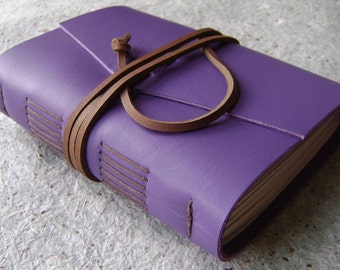 Leather journal / travel journal, lavender diary, 4" x 6", handmade journal by Dancing Grey Studio(2076)