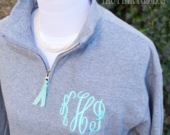 Monogrammed Sweatshirt | Quarter Zip Pullover | Monogrammed 1/4-zip sweatshirt | Preppy Sweatshirt | Initial Sweatshirt